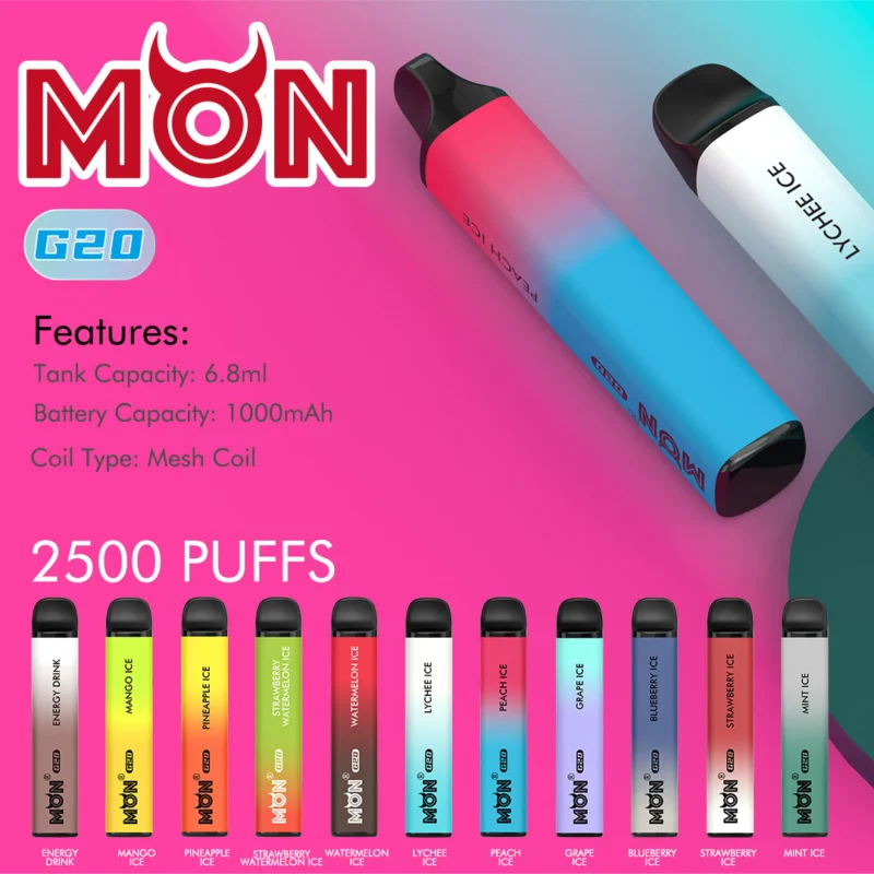 Mon G20 Best Disposable Vape 2500 puffs | Wholesale Distributors
