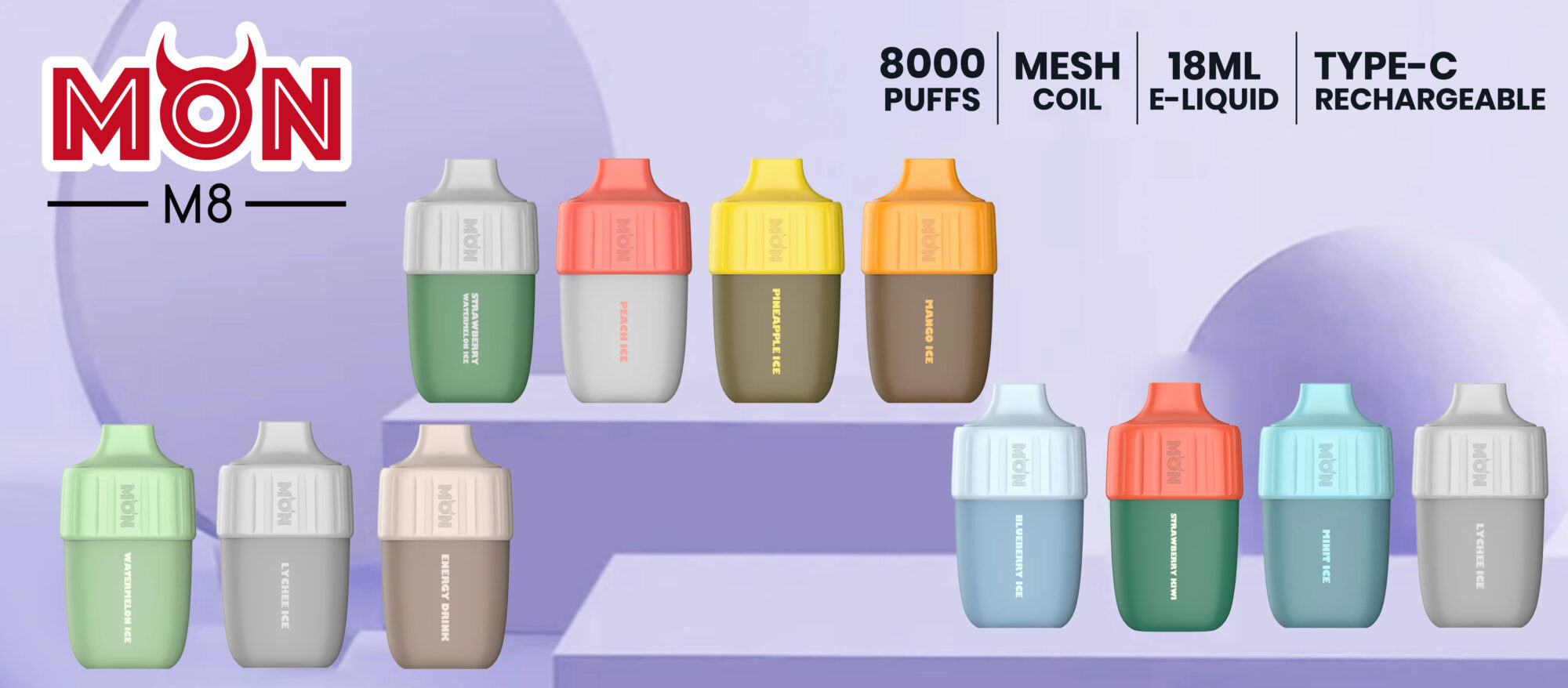 Mon M8 8000 PUFFS Rechargeable Vapes Smooth Vapes