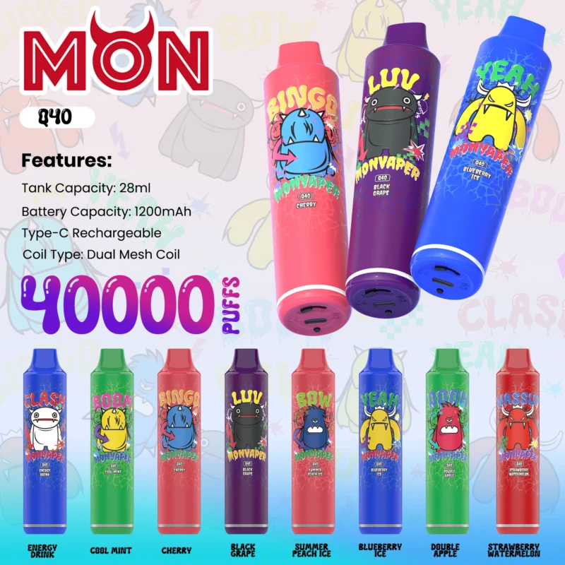 Monvaper Q40 Disposable Vape – 40000 Puffs | Pure Cobalt Battery | Budget Beast